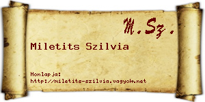 Miletits Szilvia névjegykártya